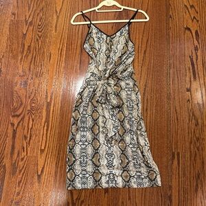 DAVI & DANI Black and Cream Snake Print Mini Dress